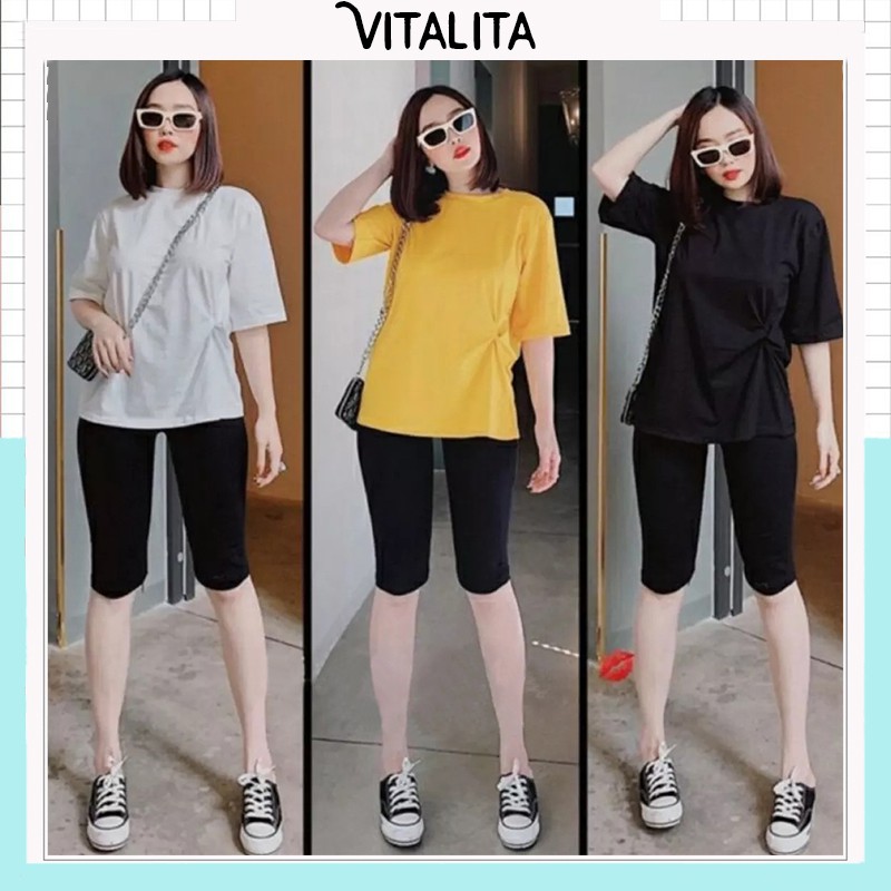 Quần Legging đùi chất vải Cotton dày dặn co giãn 4 chiều mặc siêu thích