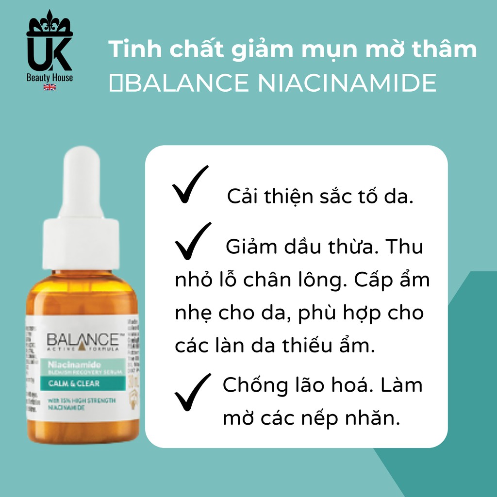 Tinh chất giảm mụn mờ thâm Balance Active Formula Niacinamide 15% Blemish Recovery Serum 30ML