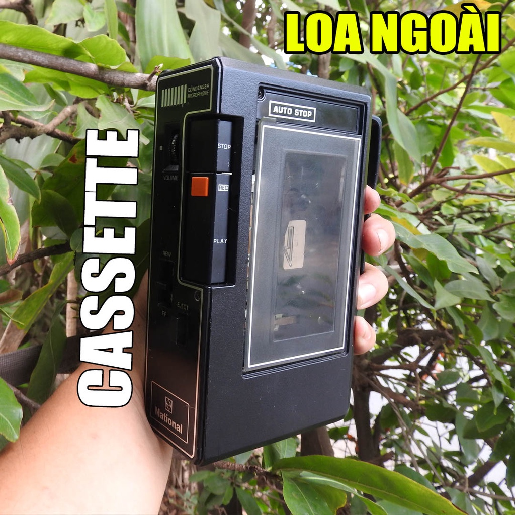 Máy nghe nhạc Cassette National RQ-307 có loa ngoài không cùng dây curoa cửa băng trong suốt thấy băng đang quay