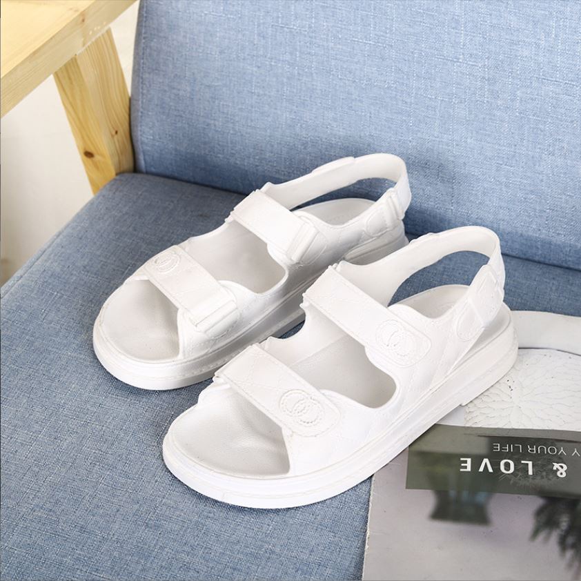 [HCM] Sandal Nữ Gót Vuông Chất Liệu Cao Su Nguyên Khối Quai Liền