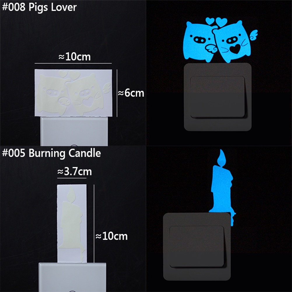 Miếng Dán Tường Trang Trí Công Tắc Đèn Họa Tiết Hoạt Hình Dạ Quang Phát Sáng Trong Bóng Tối