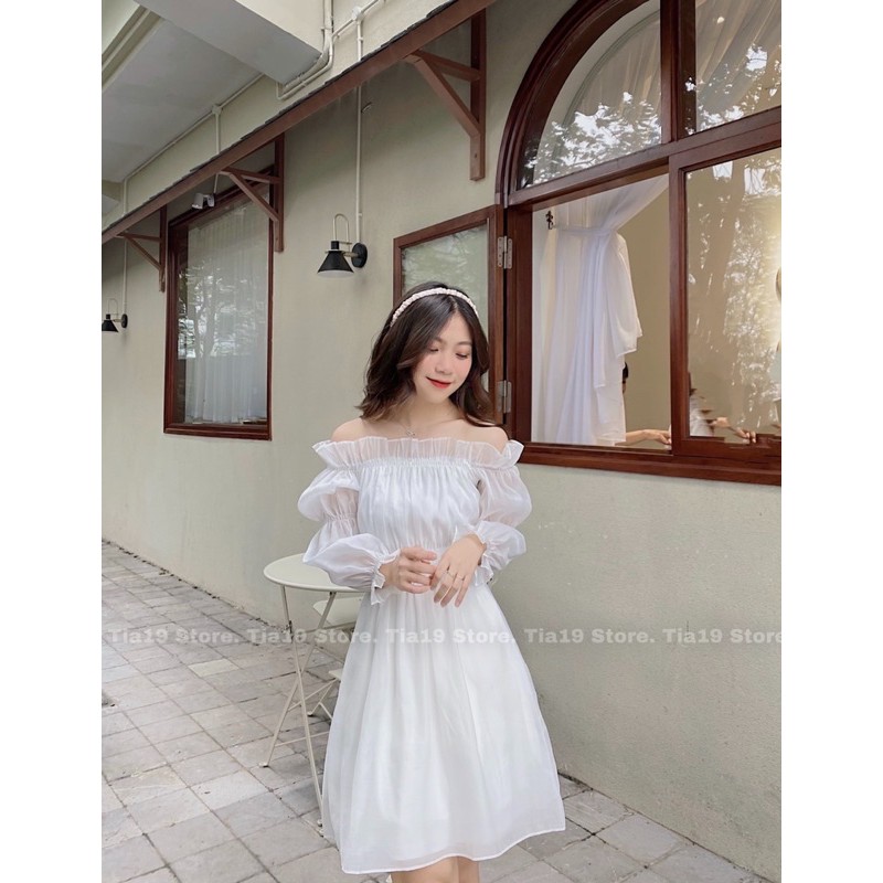Váy trễ vai bo tay . Đầm trễ vai ( Ảnh Thật Tia19 chụp) | BigBuy360 - bigbuy360.vn