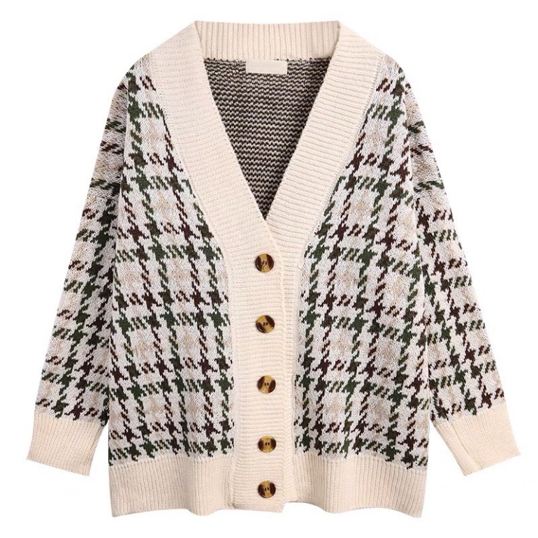 Áo cardigan len khoác len nữ dệt kim form rộng cổ V LUHAZO phong cách Hàn Quốc ulzzang G-4.1