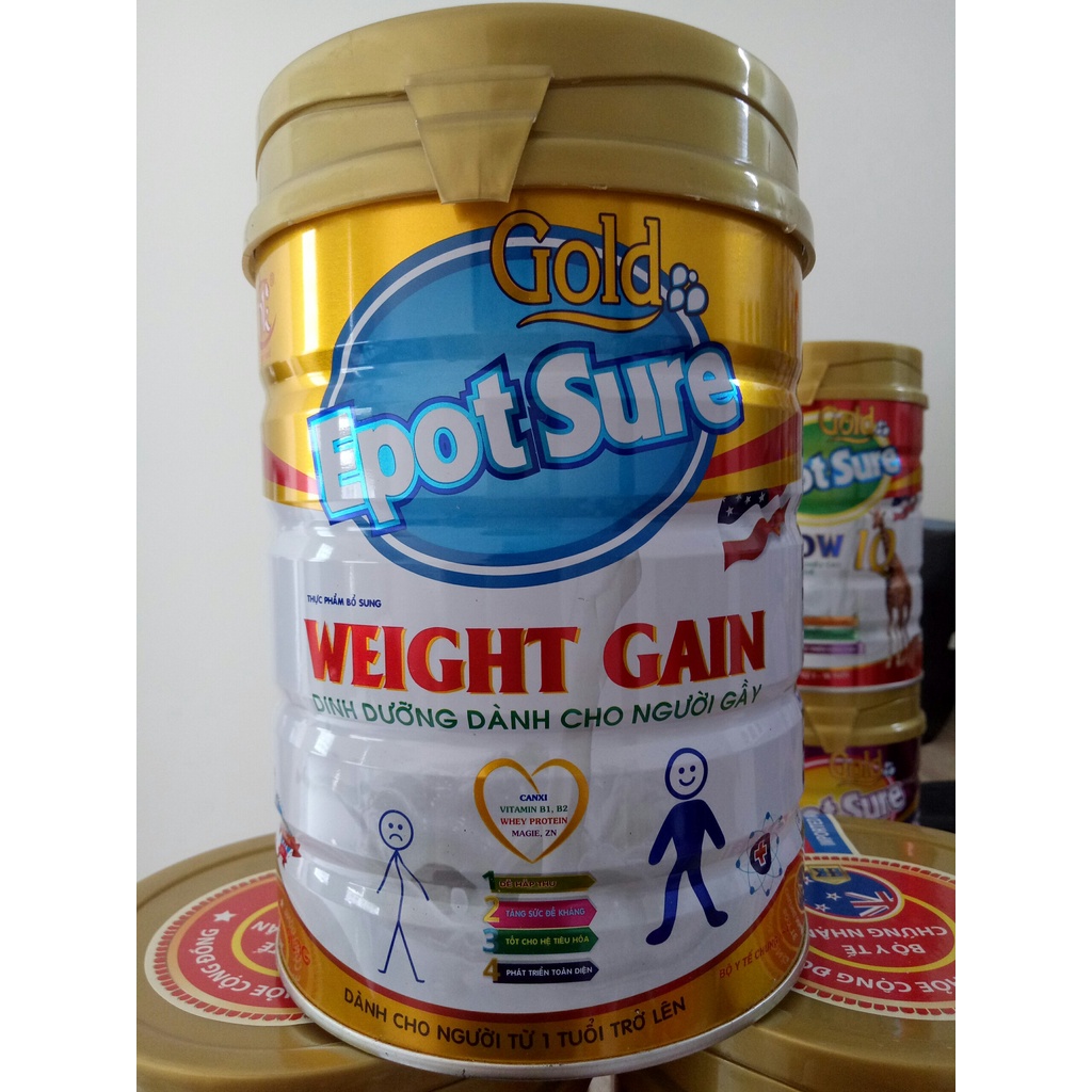 Sữa bột tăng cân cho trẻ nhẹ cân, suy dinh dưỡng Weight Gain Epotsure lon 900g