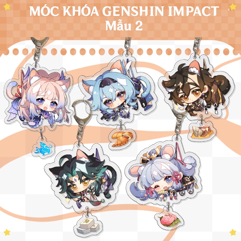 Móc khóa mica acrylic game Genshin Impact in 2 mặt chibi anime nhân vật dễ thương xinh xắn siêu rẻ