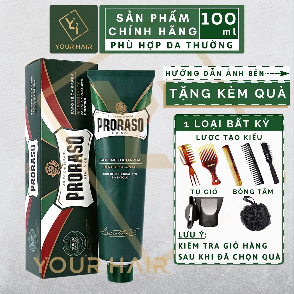 Kem cạo râu dưỡng da Proraso Shave Cream Tube Refresh 150ml | Mùi Bạch đàn - Eucalyptus