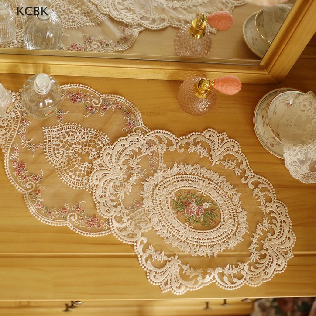 KC 1Pc Dining Table Embroidery Placemat European Style Lace Fabric Plate Mat BK