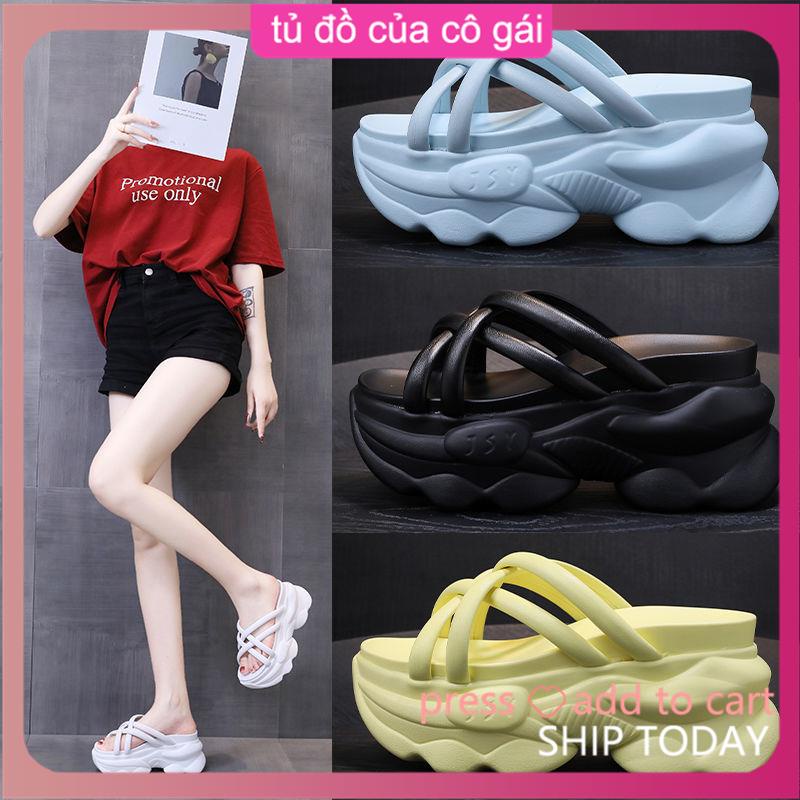 Dép bánh mì đế cao dép sandal nu đi hoc Dép Quai Chéo Thiết Kế Mới Thời Trang Mùa Hè Dành Cho Nữ 2022