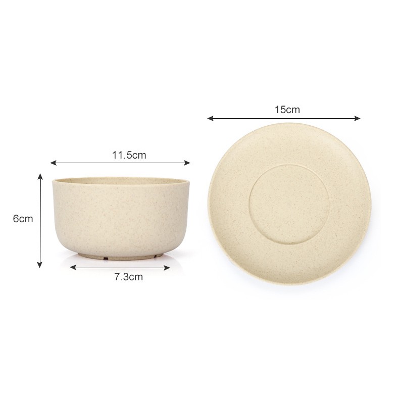 Hộp bát đĩa thìa đũa cá nhân 6 món lúa mì LM02 tặng 01 miếng xơ mướp rửa bát