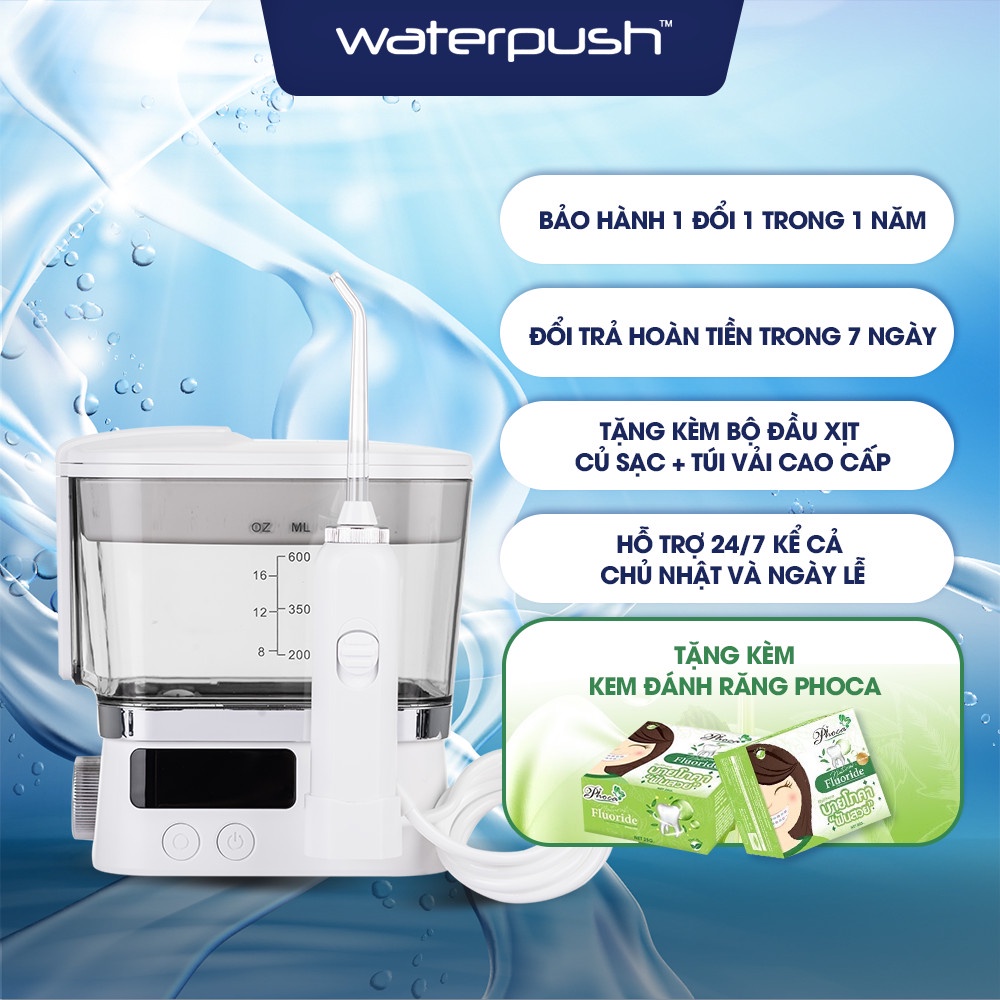 Máy tăm nước gia đình cao cấp WaterPush 1912 - Bình siêu lớn - Áp lực nước tiêu chuẩn 1 đổi 1 trong 12 tháng