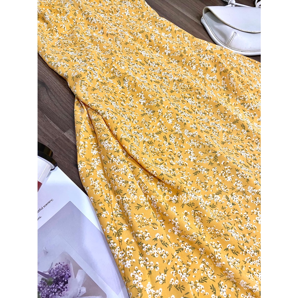 Váy đầm bầu 2 dây voan lụa cực mát có chun lưng co giãn đi chơi đi du lịch Joamom