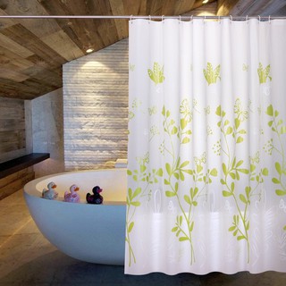 [ Có sẵn móc ] Rèm Cửa Che Phòng Nhà Tắm 180CM X 180CM Peva Cao Cấp Chống Nước Chống Thấm - Hoa lá xanh