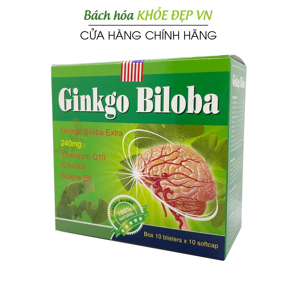 Hoạt huyết dưỡng não Ginkgo Biloba Extract 240mg - Hộp Xanh Não Đỏ 100 viên