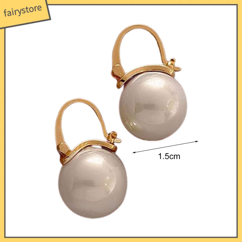 1 đôi bông tai hình học đính ngọc trai giả thanh lịch cho nữ