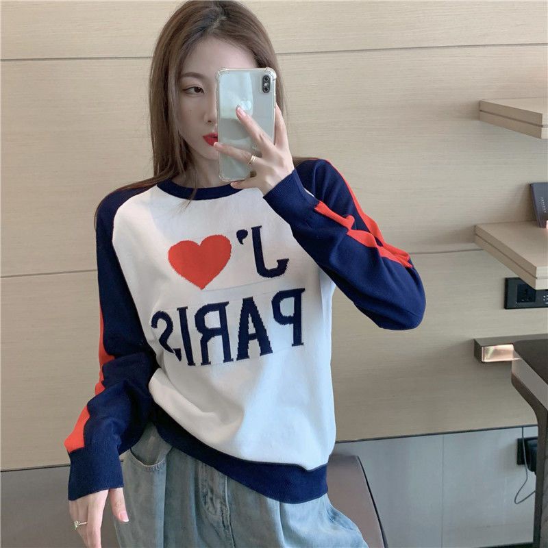 Áo Dệt Kim Dáng Rộng Thiết Kế Khóa Màu Phong Cách Mới Mùa Thu 2022 Cho Nữ