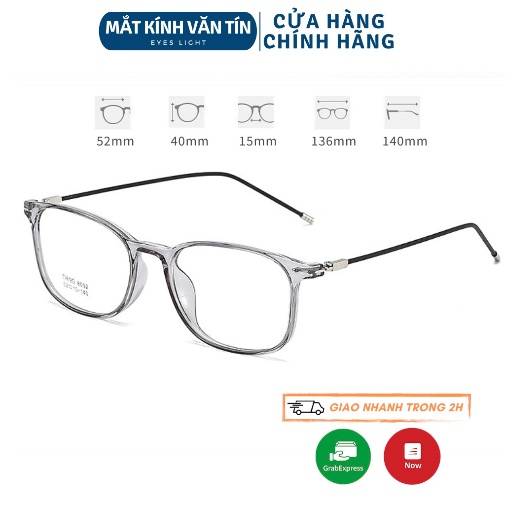 Mắt kính giả cận Eyes Light T8092 nữ gọng kính cận mắt vuông càng nhựa pha kim loại