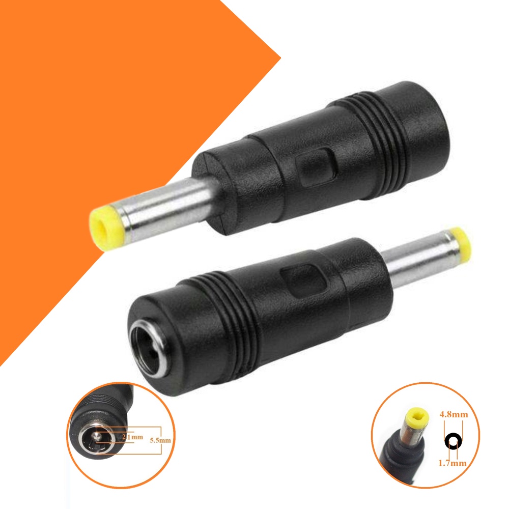 Đầu đổi Laptop 5.5mm* 2.5mm Ra Hp (Đầu vàng) 4.8mmx1.7mm