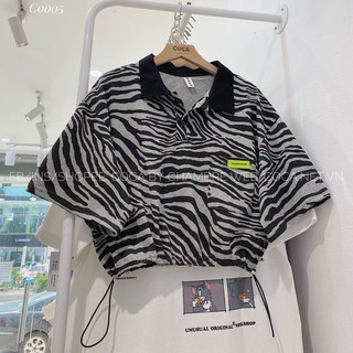 [C0005]🦓 Áo thun áo phông crotop ngựa vằn dây rút eo vải cotton mỏng mát (Có sẵn/ảnh thật)