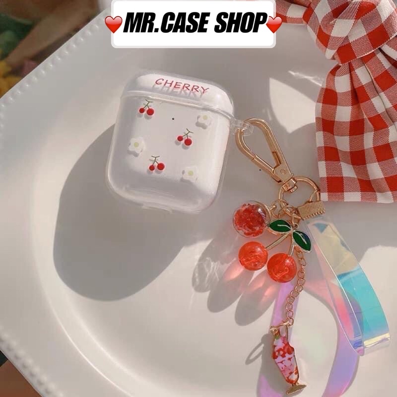 Case Đựng Tại Nghe Airpods 1/2 Pro Hình Cherry Trong Kèm Móc Khoá Xinh - Mr.Case