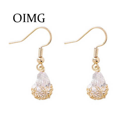 OIMG  Bông tai nữ bộ dây chuyền hợp kim pha lê