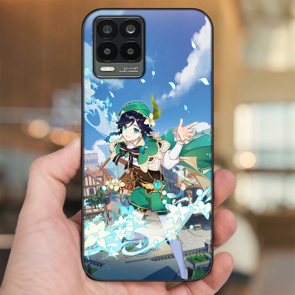 Ốp lưng Realme 8, 8 Pro viền đen in hình Venti Genshin Impact