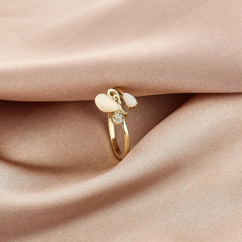 Nhẫn hở đính đá mắt mèo phong cách Hàn Quốc thời trang sang trọng cho nữ