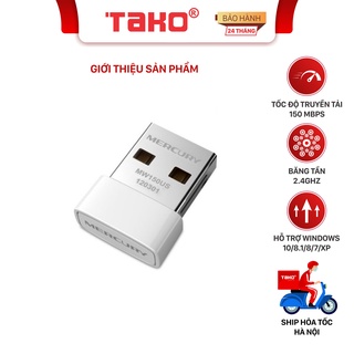 Bộ phát wifi không dây Mercusys MW150US chuẩn N 150Mbps, dạng USB mini. Chính hãng, BH 24 tháng