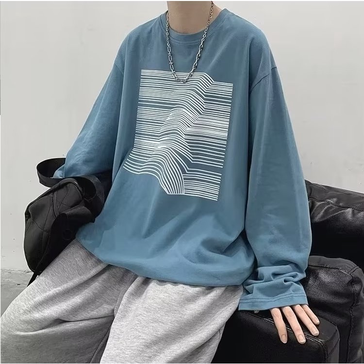 Áo Thun Tay Dài Dáng Rộng In Chữ Phong Cách Hip Hop Đường Phố Hàn Quốc Thời Trang Cho Nam size M-5XL