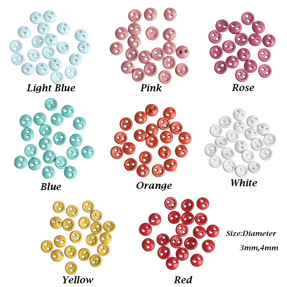 Set 20/ 40 nút quần áo kim loại hình tròn nhiều màu sắc 3mm/ 4mm