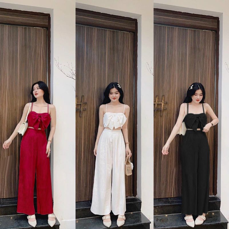 Set nơ quần ống suông dập ly Bigsize 55 đến 90 ký