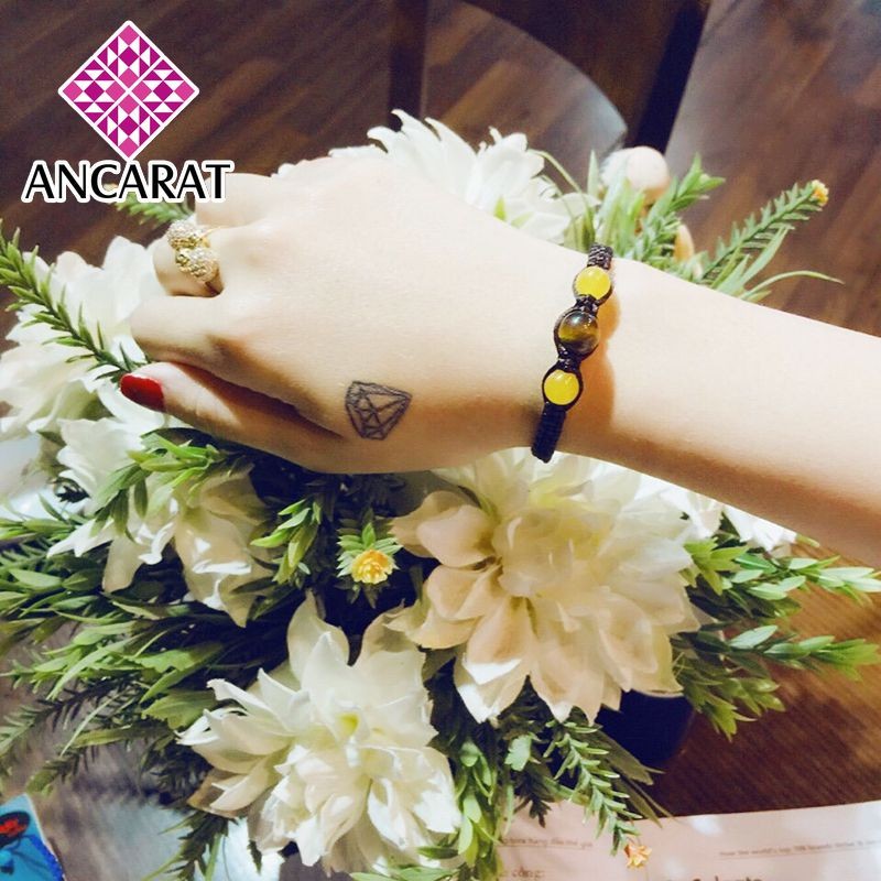 ANCARAT - Vòng tay Handmade 3 hạt đá ngũ hành phong thuỷ - Mệnh Kim - VT13
