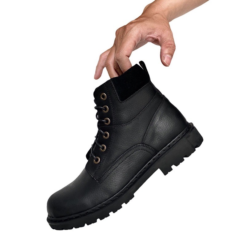 Giày Boots Nam Cao Cổ TEFOSS HN612 Đen Da Bò Thật size 38-44