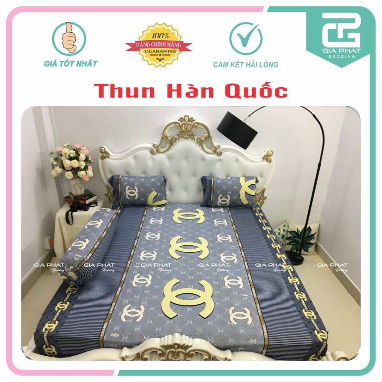 Bộ ga gối Thun Lạnh Hàn Quốc { 4 Món } họa tiết Sọc ( 1 ga bọc + 2 vỏ gối nằm + 1 vỏ gối ôm )