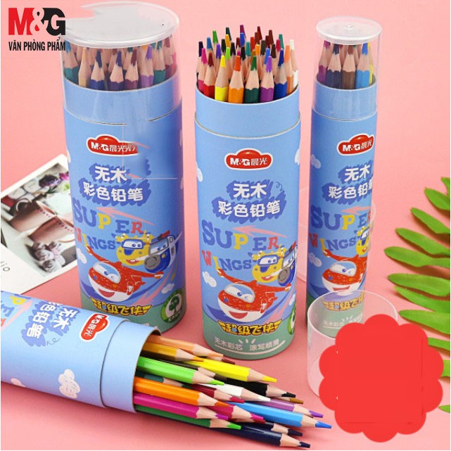 Bộ bút chì chuốt màu M&amp;G 12 màu, hộp có hình máy bay Swing JWP34347