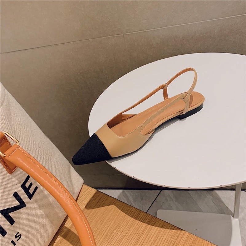 Giày búp bê mũi nhọn Toffly, giày bệt Slingback Captoe bít mũi 1cm size 35 đến size 42 cho nàng ngoại cỡ - Toffly Shoes