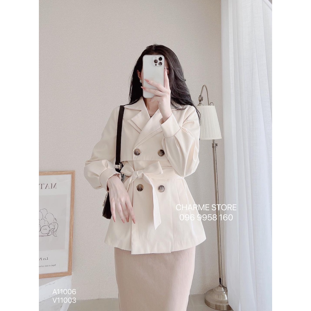 Áo khoác măng tô nữ tay bo dáng vừa thiết kế Charme 11006 | BigBuy360 - bigbuy360.vn