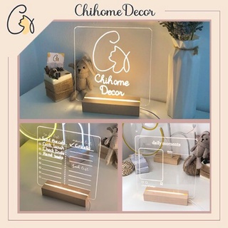 Bảng Ghi Chú Đèn LED Phát Sáng, Đèn Ngủ Để Bàn - 3 Mẫu Mã Chihome Decor