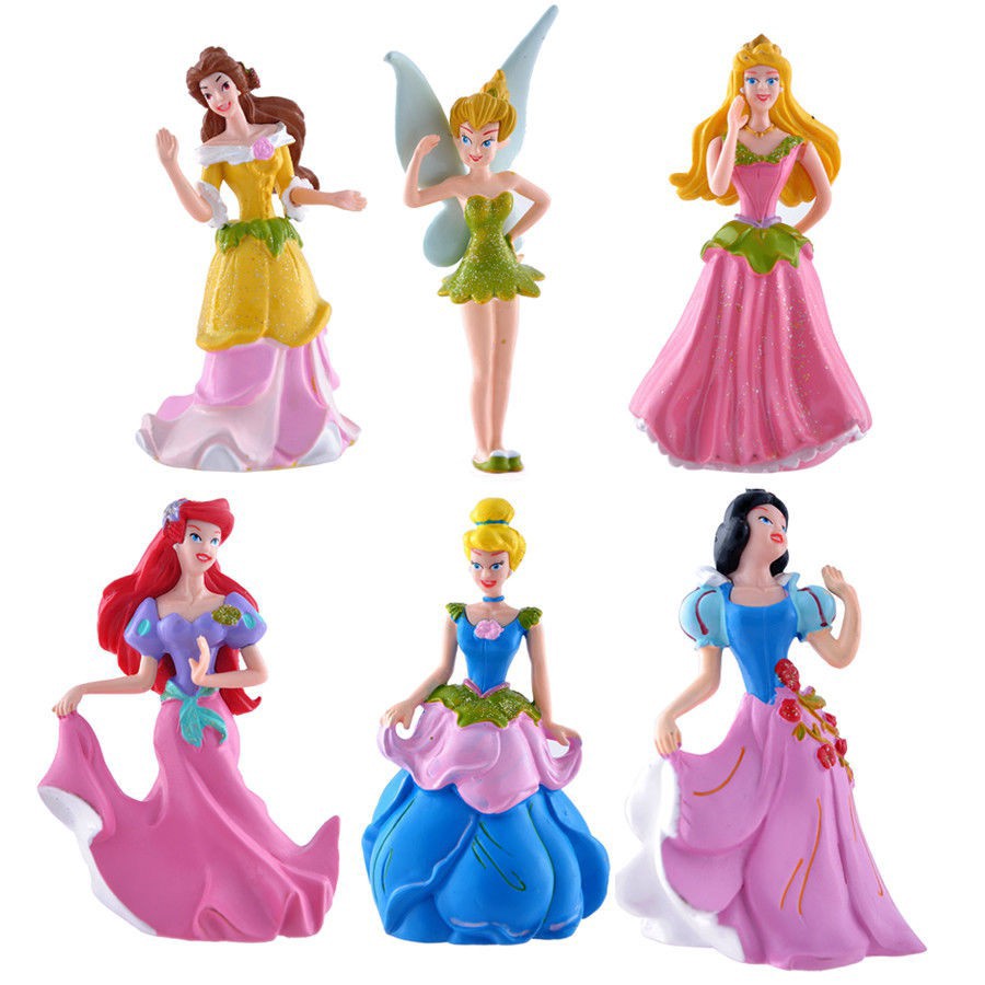 6pcs Disney công chúa Belle Cô bé Lọ Lem Playset Cake Topper Hình Set Đồ chơi Quà tặng