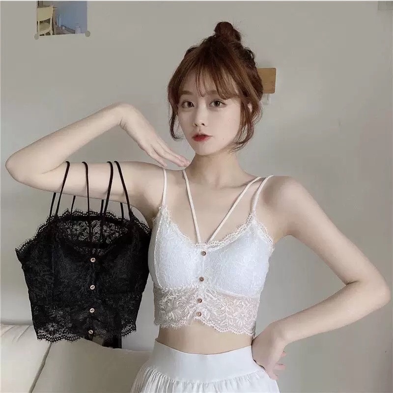 Áo Bra Ren Đính Cúc Cao Cấp 2 Dây Nữ Đẹp Sexy YiOn Underwear BRA08