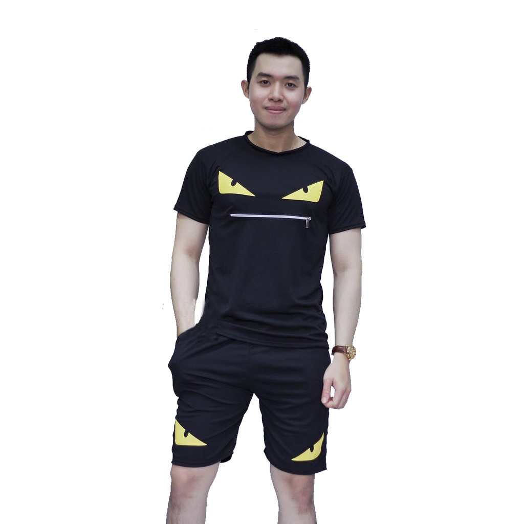 Set đồ nam, bộ quần áo thể thao nam nữ mặc nhà Unisex mắt vàng phong cách Ulzzang cá tính | BigBuy360 - bigbuy360.vn