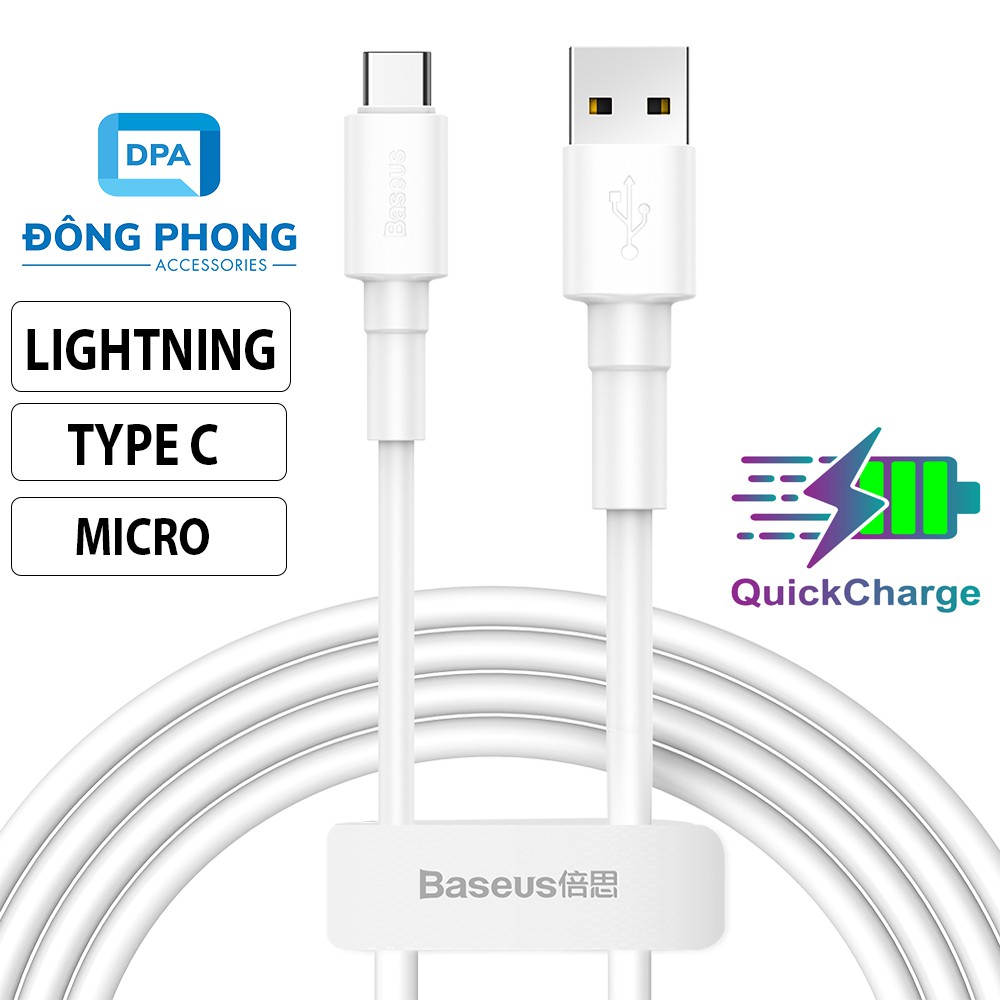 Cáp Sạc Nhanh Siêu Bền Baseus Mini White Dùng Cho Smartphone, Tablet (Quick Charging &amp; Sync Data TPE Cable)