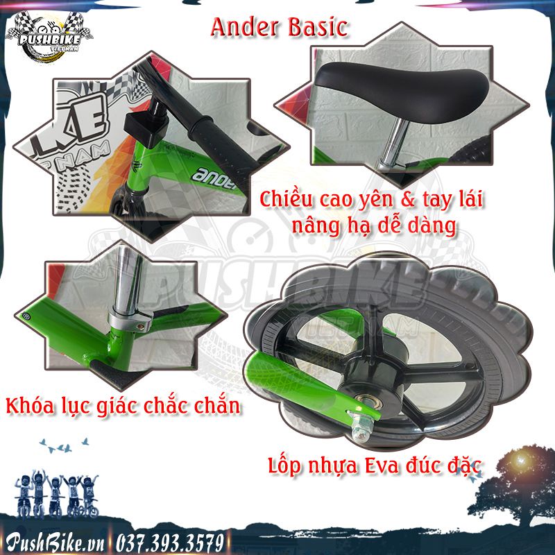Xe cân bằng cho bé Ander Basic - Hợp kim thép, sơn tĩnh điện, nặng 2.9kg - Phù hợp với bé từ 1.5 đến 6 tuổi