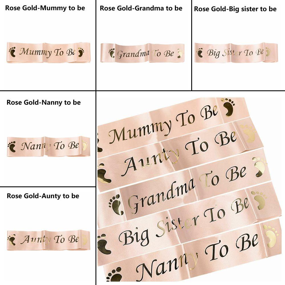 MUVAKO Bé Trai Cô Gái Thời Trang Hoa Hồng|Dây Đeo Chéo Màu Hồng Xanh Dương Chữ Grandma To Be Mommy To Be Baby Bath