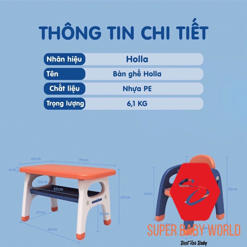 Bộ bàn ghế trẻ em đa năng Holla 2021