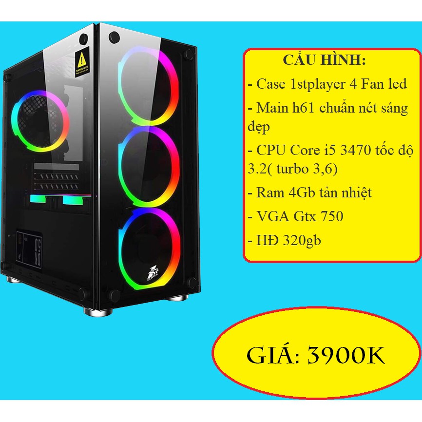 Thùng máy 1 Stplayer Led Core I5 3470 + Vga Gtx 750