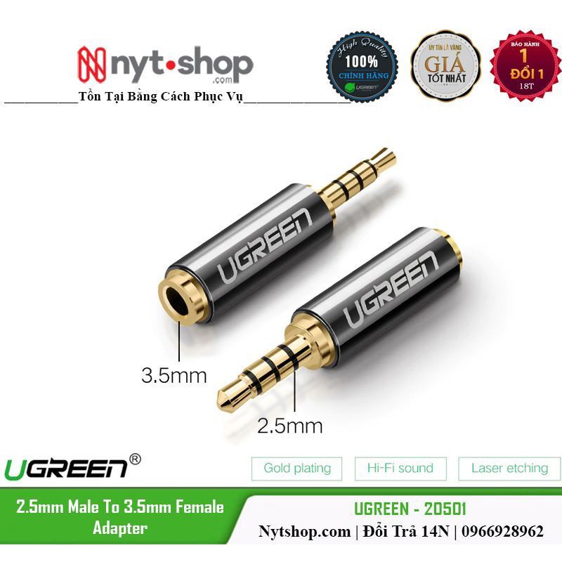 Đầu chuyển Audio 2.5mm sang 3.5mm UGREEN 20501 Cao Cấp