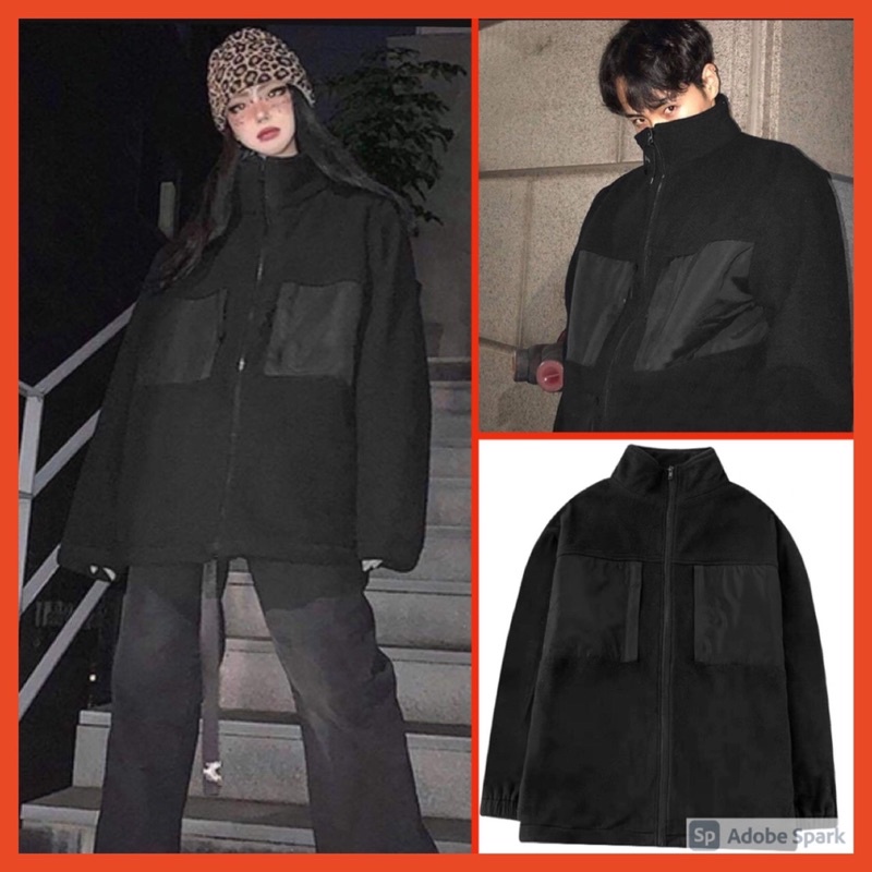 Áo Nỉ Cổ Lọ Túi  Nữ [FREESHIP] 🌸 Sweater khóa zip oversize tay bồng dáng rộng màu Đen Ulzzang HOT 🌸