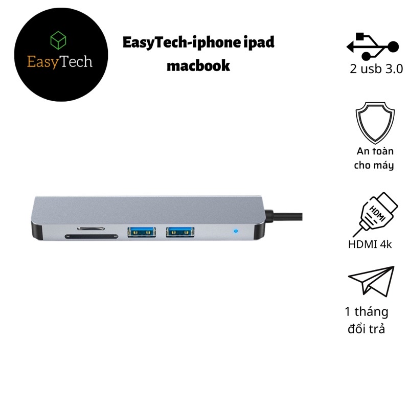 Hub type C HDMI 5 in 1 dành cho máy Mac và laptop