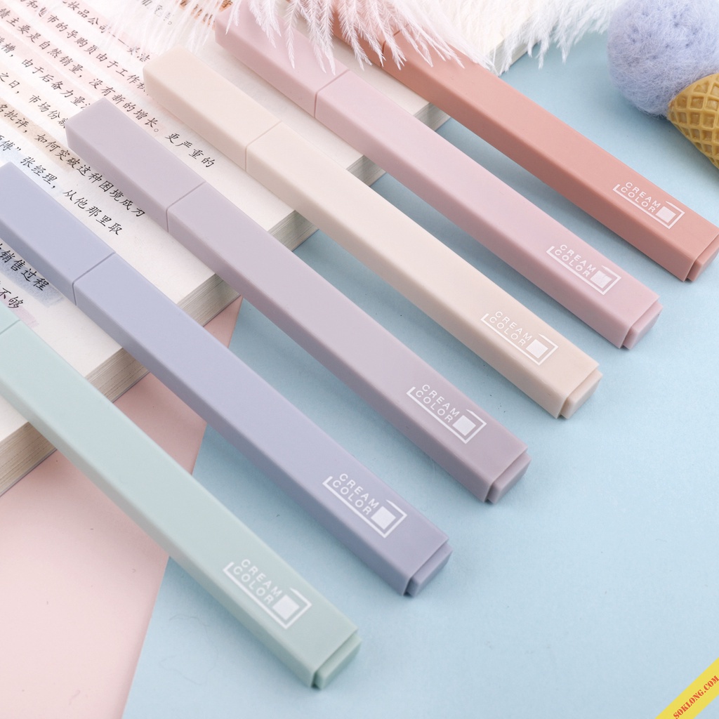 [Mã SKAMLSC095 giảm 10% tối đa 70K đơn 100K] Bộ 6 bút highlight thân vuông màu Pastel, bút đánh dấu HI05