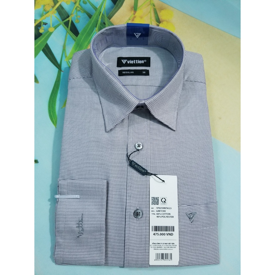 Aó sơ mi nam Việt Tiến dài tay mã 1P0259NT4 chính hãng, cao cấp  - form suông REGULAR - tà bầu . HỌA TIẾT.SHOP HỨA